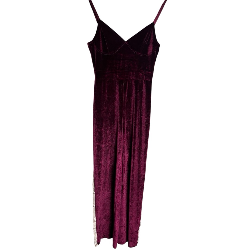 Red velvet pants jumpsuit romper with full snap away legs size small